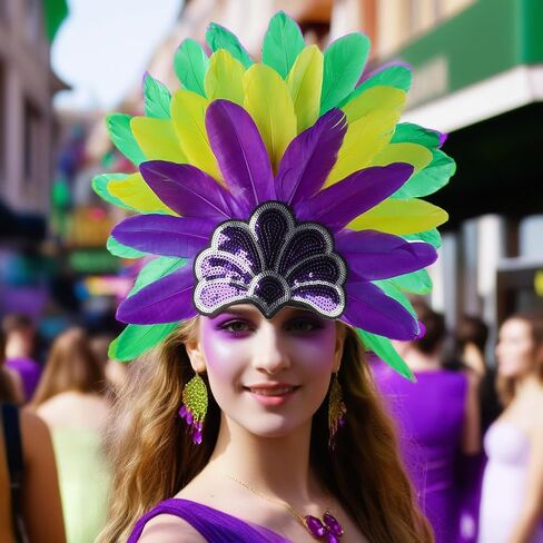 Mardi Gras Headbands, Carnival Feather Headwear, Fasinator Headpiece for Show Girl in Saudi Arabia