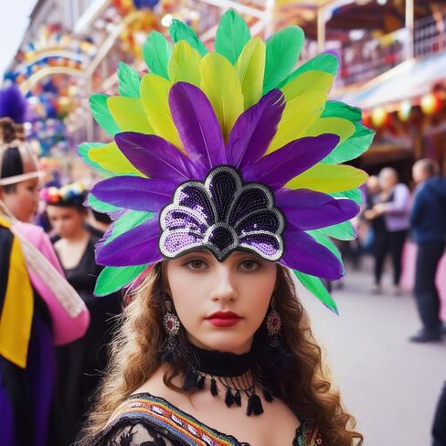 Mardi Gras Headbands, Carnival Feather Headwear, Fasinator Headpiece for Show Girl in Saudi Arabia