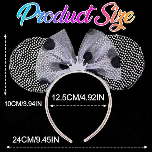 CASDRE Light Up Mouse Ear Headband LED Bow Headpiece Sparkly Rave Costume Hair Accessories for Women (Colorful Light, One Size) in Saudi Arabia