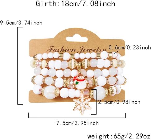 WCRAZYE Christmas Bracelets for Women Red Green Snowflake Santa Claus Christmas Tree Festive Beaded Bracelets Stackable Stretch Friendship Bracelets in Saudi Arabia
