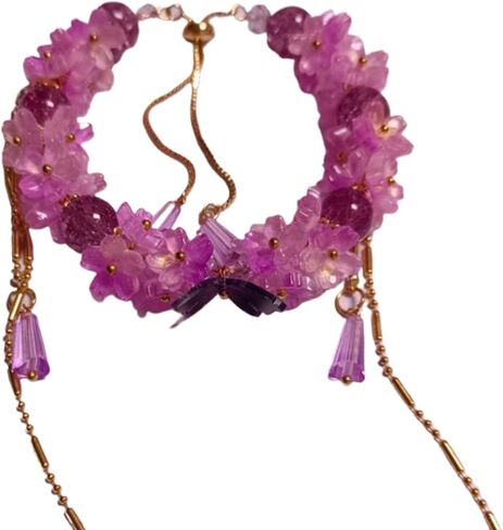 Sakura Energy Bracelet｜Adjustable Glass & Zircon Bracelet for All Zodiac Signs｜Attract Love & Luck｜Peach Pink & Rose Red｜ Zodiac Compatible for Attracting Love, Enhancing Relationships & Boosting Luck in Saudi Arabia