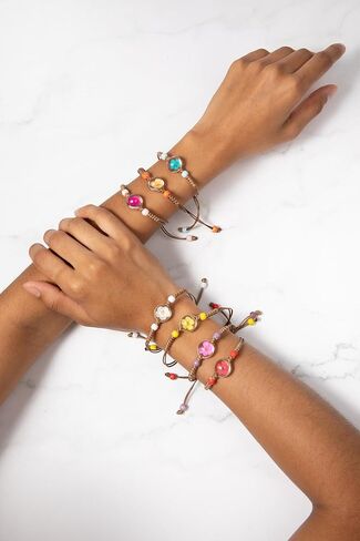 VNG Handmade Pressed Flower Bracelet Set, 8 Pack Adjustable Woven Cord Bracelets with Colorful Beads, Boho Style Friendship Jewelry in Saudi Arabia