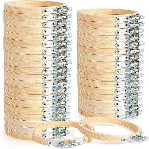 Caydo 48 Pieces 3 Inch Embroidery Hoop Bulk Mini Embroidery Hoop Round Cross Stitch Hoop for Christmas Ornaments, Craft Art Home Decoration in Saudi Arabia