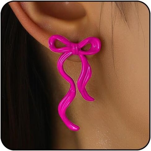 Valentines Earrings for Women Gold Hot Pink Black Red Bow Earrings Christmas Holiday Earring Valentines Day Outfits for Women Valentine's Day Gifts for Her in Saudi Arabia