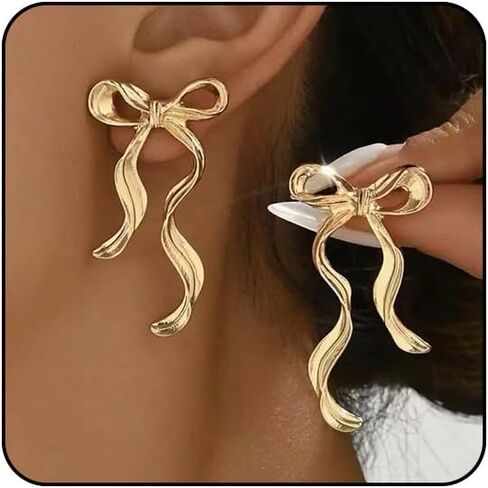 Valentines Earrings for Women Gold Hot Pink Black Red Bow Earrings Christmas Holiday Earring Valentines Day Outfits for Women Valentine's Day Gifts for Her in Saudi Arabia