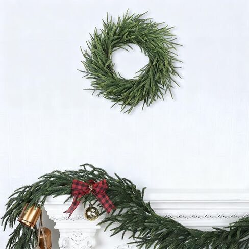 26-Inch Norfolk Pine Wreath - Real Touch Artificial Christmas Wreath for Front Door, Wall, Window, and Porch Decor - Farmhouse Indoor Outdoor Holiday Decorations in Saudi Arabia