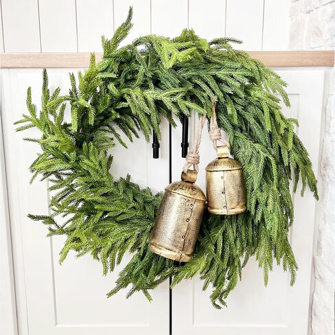 26-Inch Norfolk Pine Wreath - Real Touch Artificial Christmas Wreath for Front Door, Wall, Window, and Porch Decor - Farmhouse Indoor Outdoor Holiday Decorations in Saudi Arabia