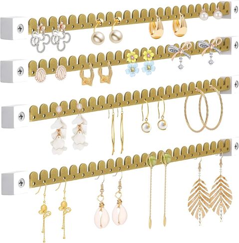 Earring Organizer Wall Mounted 2 Pack Earring Holder Hanging Jewelry Organizer Display for Stud/Hoop/Dangle Earring Necklace Bracelet Ring,White in Saudi Arabia