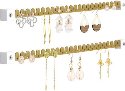 Earring Organizer Wall Mounted 2 Pack Earring Holder Hanging Jewelry Organizer Display for Stud/Hoop/Dangle Earring Necklace Bracelet Ring,White in Saudi Arabia
