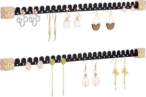 Earring Organizer Wall Mounted 2 Pack Earring Holder Hanging Jewelry Organizer Display for Stud/Hoop/Dangle Earring Necklace Bracelet Ring,White in Saudi Arabia