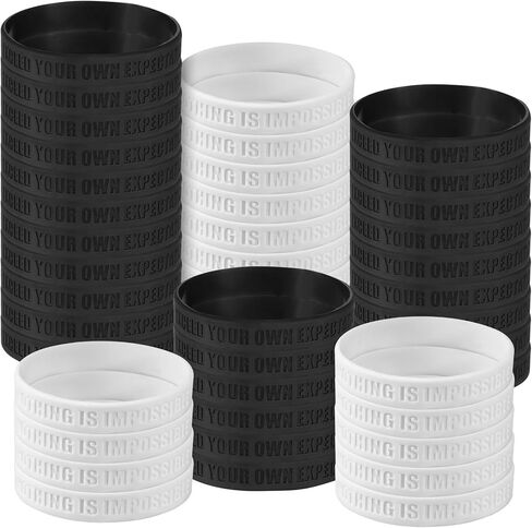 24 Pcs Nothing is Impossible, Exceed Your Own Expectations Motivational Silicone Wristbands Inspirational Rubber Bracelet Stretch Inspirational Bracelets Bulk for Sports Party Supplies in Saudi Arabia