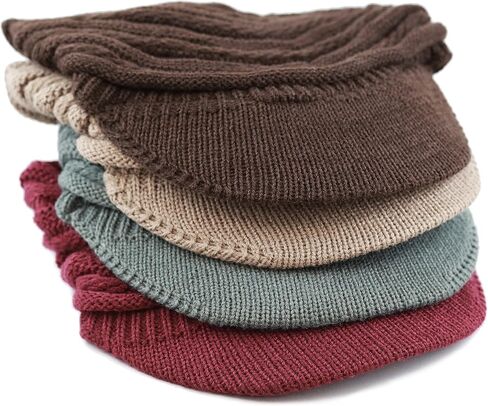 The Hat Depot - Visor Beanie Unisex Winter Knit Skull Beanie with Brim Hat in Saudi Arabia
