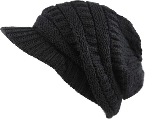 The Hat Depot - Visor Beanie Unisex Winter Knit Skull Beanie with Brim Hat in Saudi Arabia