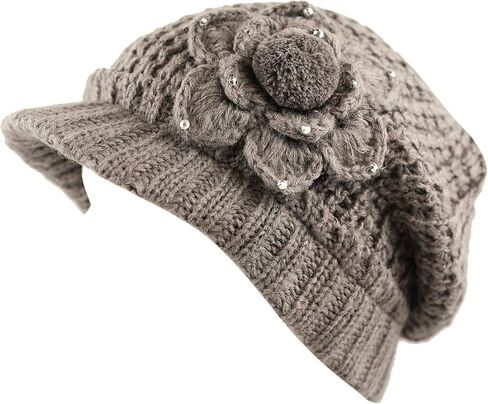 The Hat Depot - Visor Beanie Unisex Winter Knit Skull Beanie with Brim Hat in Saudi Arabia