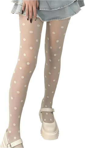 WDIRARA Women's Polka Dots Tights Mesh Sheer Stocking Y2k Cute Pantyhose in Saudi Arabia