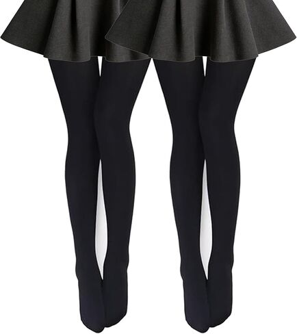 2 Pairs Women's Thermal Fleece Lined Tights for Women, Black 400D Opaque Pantyhose, High Waist Warm Winter Leggings with Lightweight & Non-See Through, Cold Weather in Saudi Arabia