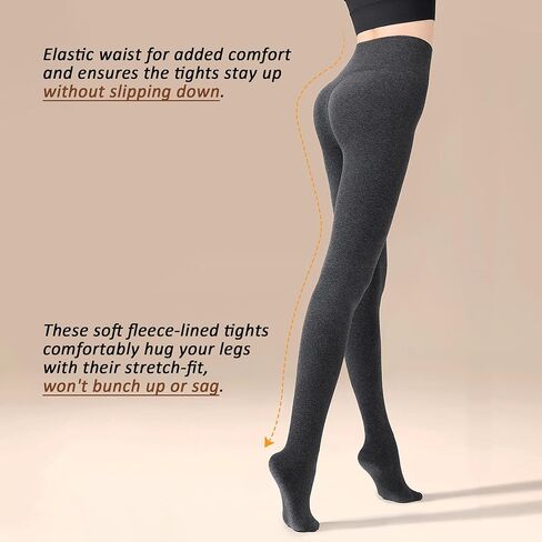 2 Pairs Women's Thermal Fleece Lined Tights for Women, Black 400D Opaque Pantyhose, High Waist Warm Winter Leggings with Lightweight & Non-See Through, Cold Weather in Saudi Arabia