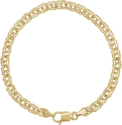 14K Gold Solid Double Link Charm Bracelet in Saudi Arabia