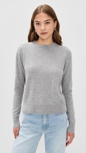 White & Warren Women's Cashmere Crew Pullover, Grey Heather, M in Saudi Arabia
