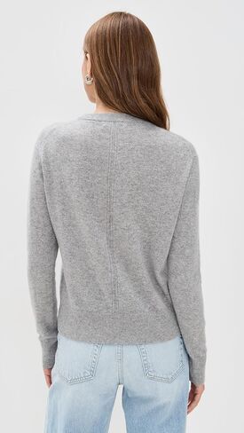 White & Warren Women's Cashmere Crew Pullover, Grey Heather, M in Saudi Arabia