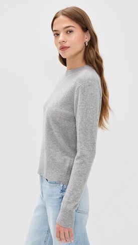 White & Warren Women's Cashmere Crew Pullover, Grey Heather, M in Saudi Arabia