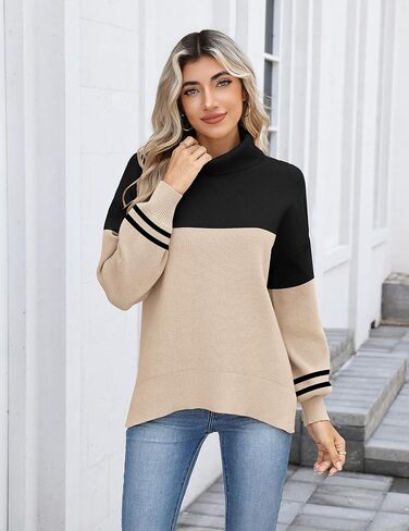Zeagoo Women's Turtleneck Sweater 2025 Fall Winter Chunky Knit Sweaters Casual Side Slit Pullover Jumper Top in Saudi Arabia
