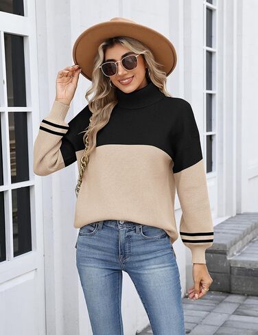 Zeagoo Women's Turtleneck Sweater 2025 Fall Winter Chunky Knit Sweaters Casual Side Slit Pullover Jumper Top in Saudi Arabia