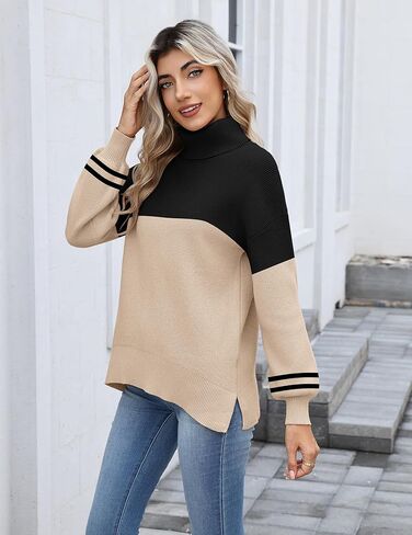 Zeagoo Women's Turtleneck Sweater 2025 Fall Winter Chunky Knit Sweaters Casual Side Slit Pullover Jumper Top in Saudi Arabia