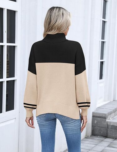 Zeagoo Women's Turtleneck Sweater 2025 Fall Winter Chunky Knit Sweaters Casual Side Slit Pullover Jumper Top in Saudi Arabia