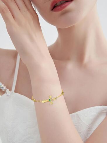 TANGPOET Claddagh سوار للنساء 925 الفضة الاسترليني مطلية بالذهب الزمرد الأخضر القلب حجر الأيرلندية سلتيك مجوهرات هدايا لعيد ميلاد عيد القديس باتريك عيد الميلاد عيد الحب عيد الأم in Saudi Arabia