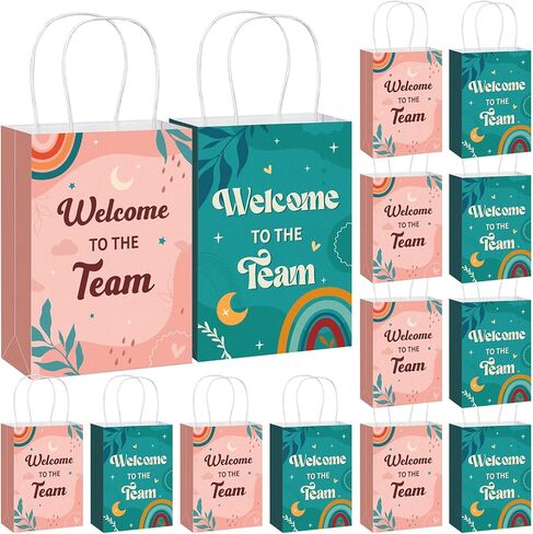 Kolldenn 24 Pcs Welcome to the Team Paper Gifts Bags Bulk for New Employee Welcome to the Team Gift Bags with Handles for New Employee Appreciation Gifts Office Supplies in Kuwait