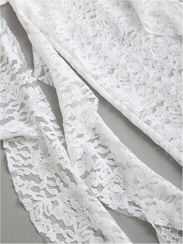 SHENHE Women's Lace Long Skirt Asymmetrical Layered Ruffle Flowy Sheer Y2k Fairy Skirt in Saudi Arabia