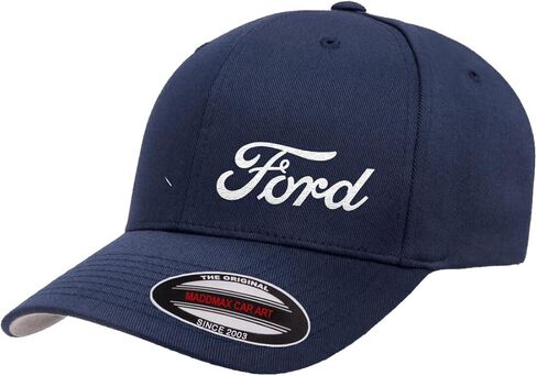 Ford Motor Co Script Logo New Side Panel Fully Embroidered Flexfit 6277 Athletic Baseball Fitted Hat Cap in Kuwait