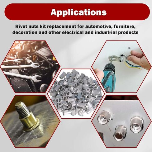 100 قطعة M6 برشام المكسرات عدة متري الألومنيوم شقة رئيس الخيوط جوزة برْشام إدراج Nutsert برشام المكسرات مجموعة متنوعة in Kuwait