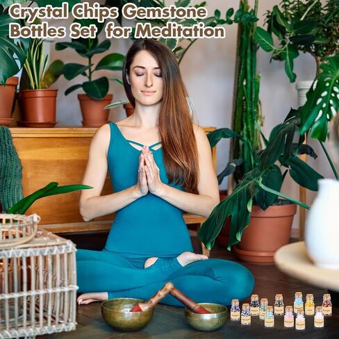 LemonRoad 120 Pcs Crystal Chips Gemstone Bottles Set Include 50 Pcs Gemstone Bottles 12 Colors of 1200g Healing Crystals Chips Wicca Gem Stones Kit Witch Gifts Craft Supplies in Saudi Arabia