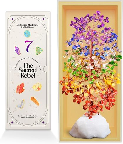 Chakra Tree – 7 Chakra Gemstone Tree with Authentic Crystals – Handmade Spiritual Décor for Home & Office – Meditation, Chakra healing, Positive Energy - Feng Shui Gift - 300 crystals in Saudi Arabia