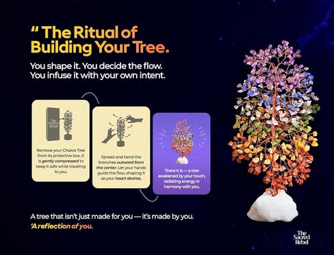 Chakra Tree – 7 Chakra Gemstone Tree with Authentic Crystals – Handmade Spiritual Décor for Home & Office – Meditation, Chakra healing, Positive Energy - Feng Shui Gift - 300 crystals in Saudi Arabia