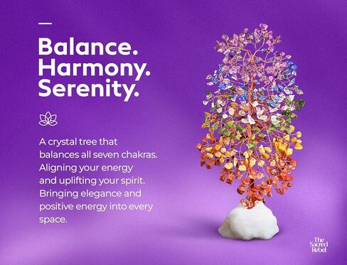 Chakra Tree – 7 Chakra Gemstone Tree with Authentic Crystals – Handmade Spiritual Décor for Home & Office – Meditation, Chakra healing, Positive Energy - Feng Shui Gift - 300 crystals in Saudi Arabia