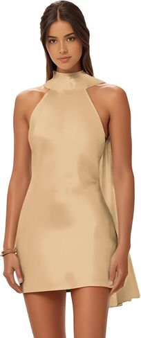 Satin Homecoming Dresses for Teens 2025 Halter Cape Mini Dress for Prom Formal Dresses for Women with Scarf in Saudi Arabia