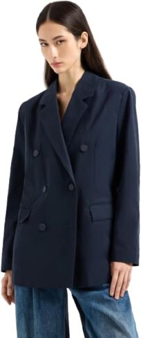 Armani Exchange Women's Limited Edition Blue Edition Mixed Media Blazer in Saudi Arabia