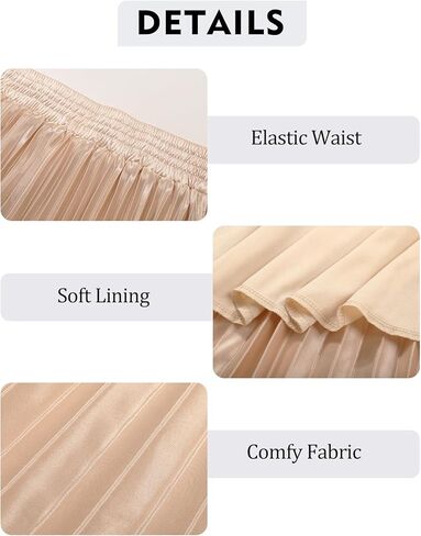 Flygo Pleated Skirts for Women Elastic High Waist A-Line Midi Skirt Casual Flowy Swing Pleated Skirt in Saudi Arabia