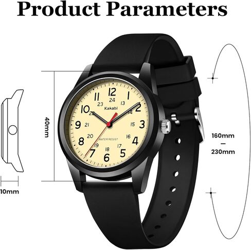 Watches for Mens Womens Unisex Easy to Read Analog Quartz Wristwatch Silicone Strap Military 24 Hour Time Casual Comfortable 30M Waterproof in Saudi Arabia