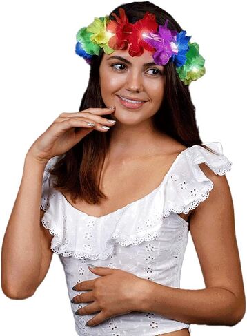 blinkee Light Up Rainbow Hawaiian Stretch Flower Crown in Saudi Arabia