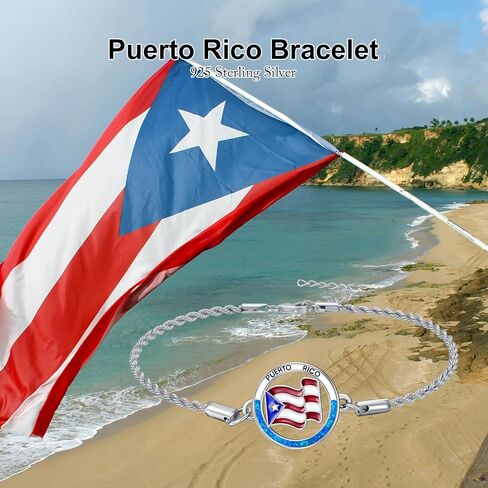 SIMONLY Puerto Rico Bracelet 925 Sterling Silver Blue Opal Pendant Anklet Taino Puerto Rico Jewelry Souvenirs Christmas Birthday Gifts for Men Women Puerto Rican in Saudi Arabia