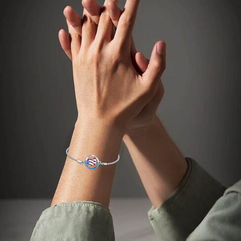 SIMONLY Puerto Rico Bracelet 925 Sterling Silver Blue Opal Pendant Anklet Taino Puerto Rico Jewelry Souvenirs Christmas Birthday Gifts for Men Women Puerto Rican in Saudi Arabia