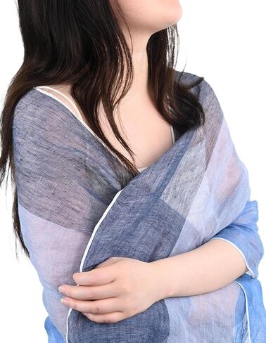 Wonder Project House of David Scarf – 100% Linen, Lightweight & Breathable, Soft Woven Blue Gray Charcoal, Rippled Edge, Skin-Friendly, Sweat-Absorbent, Non-Fading (The in Saudi Arabia