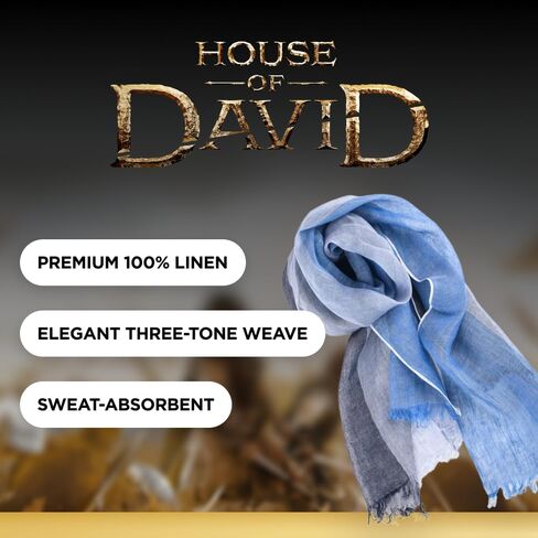 Wonder Project House of David Scarf – 100% Linen, Lightweight & Breathable, Soft Woven Blue Gray Charcoal, Rippled Edge, Skin-Friendly, Sweat-Absorbent, Non-Fading (The in Saudi Arabia