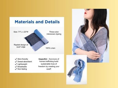 Wonder Project House of David Scarf – 100% Linen, Lightweight & Breathable, Soft Woven Blue Gray Charcoal, Rippled Edge, Skin-Friendly, Sweat-Absorbent, Non-Fading (The in Saudi Arabia
