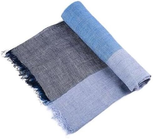 Wonder Project House of David Scarf – 100% Linen, Lightweight & Breathable, Soft Woven Blue Gray Charcoal, Rippled Edge, Skin-Friendly, Sweat-Absorbent, Non-Fading (The in Saudi Arabia