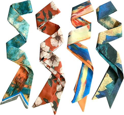 4 Pack Head Scarf Hair Neck Scarves For Women Purse Bag Scarfs For Handbags Long Thin Headscarf Fashion Gifts in Saudi Arabia